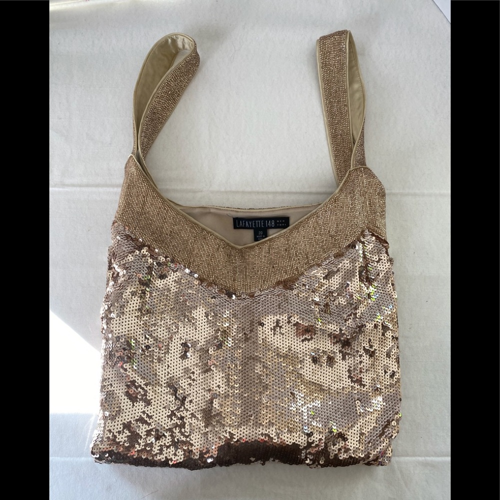 👚Lafayette 148 Bugle Bead and Sequin Top